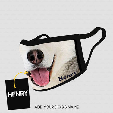 Personalized Dog Gift Idea - Husky Tongue Out Zoom In For Dog Lovers - Cloth Mask